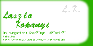laszlo kopanyi business card